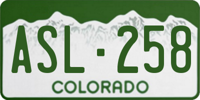 CO license plate ASL258