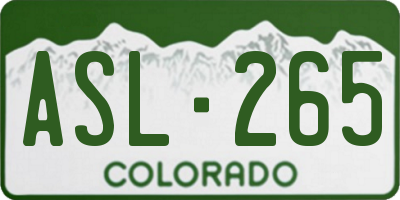 CO license plate ASL265