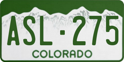 CO license plate ASL275