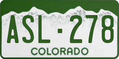 CO license plate ASL278