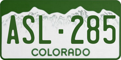 CO license plate ASL285