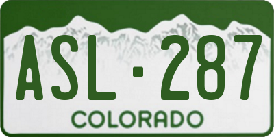 CO license plate ASL287