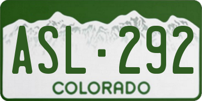 CO license plate ASL292