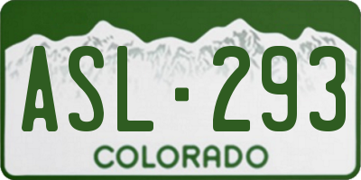 CO license plate ASL293