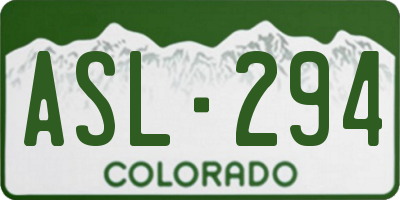 CO license plate ASL294