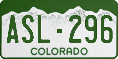 CO license plate ASL296