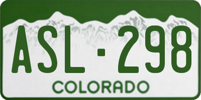 CO license plate ASL298