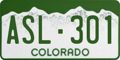 CO license plate ASL301