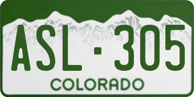 CO license plate ASL305