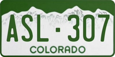 CO license plate ASL307
