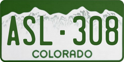 CO license plate ASL308