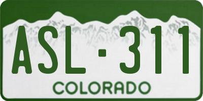 CO license plate ASL311