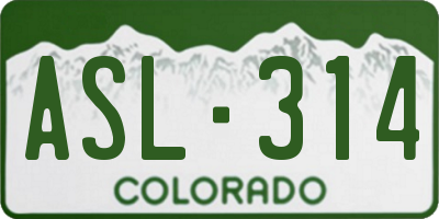 CO license plate ASL314