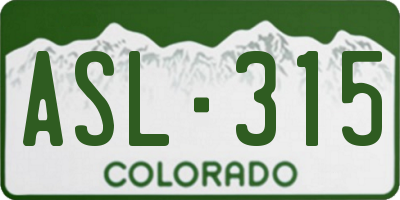 CO license plate ASL315