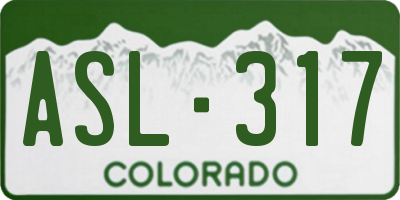 CO license plate ASL317