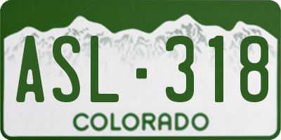 CO license plate ASL318