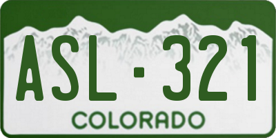 CO license plate ASL321