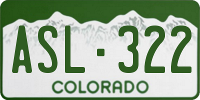 CO license plate ASL322
