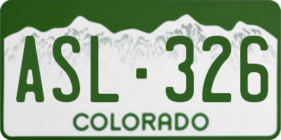 CO license plate ASL326