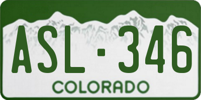 CO license plate ASL346