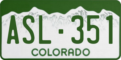 CO license plate ASL351