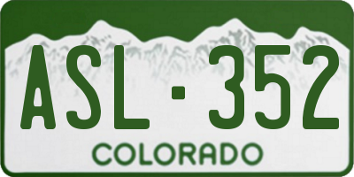CO license plate ASL352