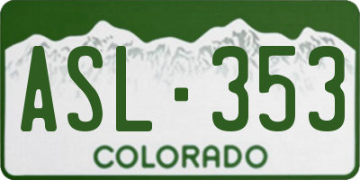 CO license plate ASL353