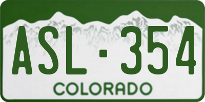 CO license plate ASL354