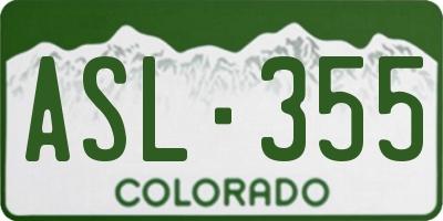 CO license plate ASL355