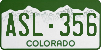 CO license plate ASL356