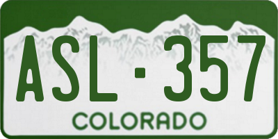 CO license plate ASL357