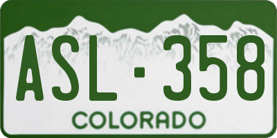 CO license plate ASL358