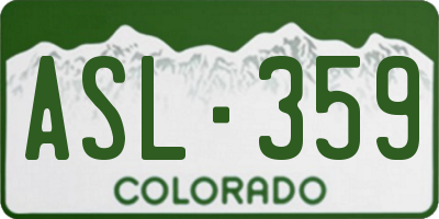 CO license plate ASL359