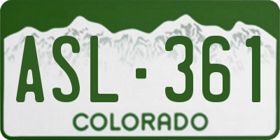 CO license plate ASL361