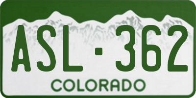CO license plate ASL362