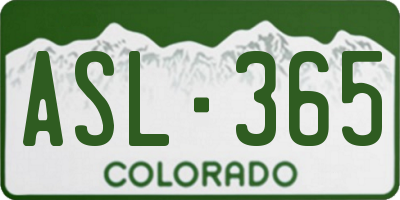 CO license plate ASL365