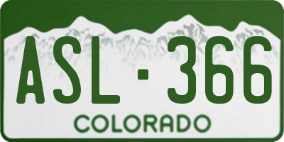 CO license plate ASL366