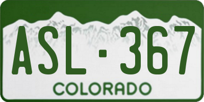 CO license plate ASL367