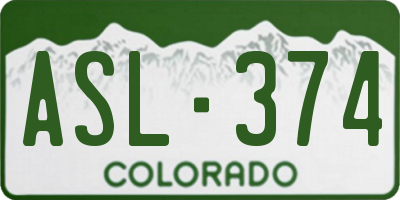 CO license plate ASL374