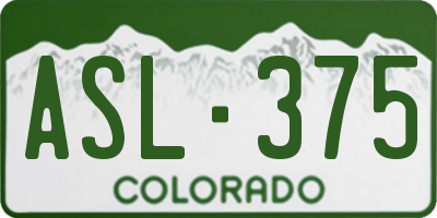 CO license plate ASL375