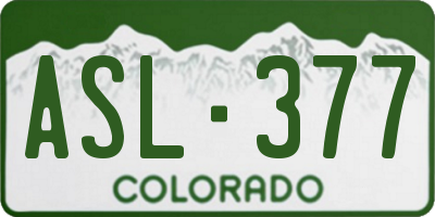 CO license plate ASL377
