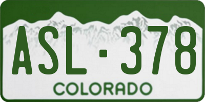 CO license plate ASL378
