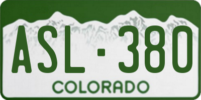 CO license plate ASL380