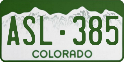 CO license plate ASL385