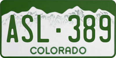 CO license plate ASL389