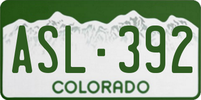 CO license plate ASL392