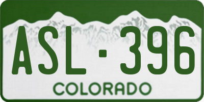 CO license plate ASL396