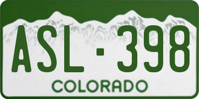 CO license plate ASL398