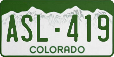 CO license plate ASL419