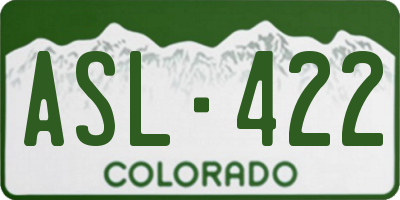 CO license plate ASL422